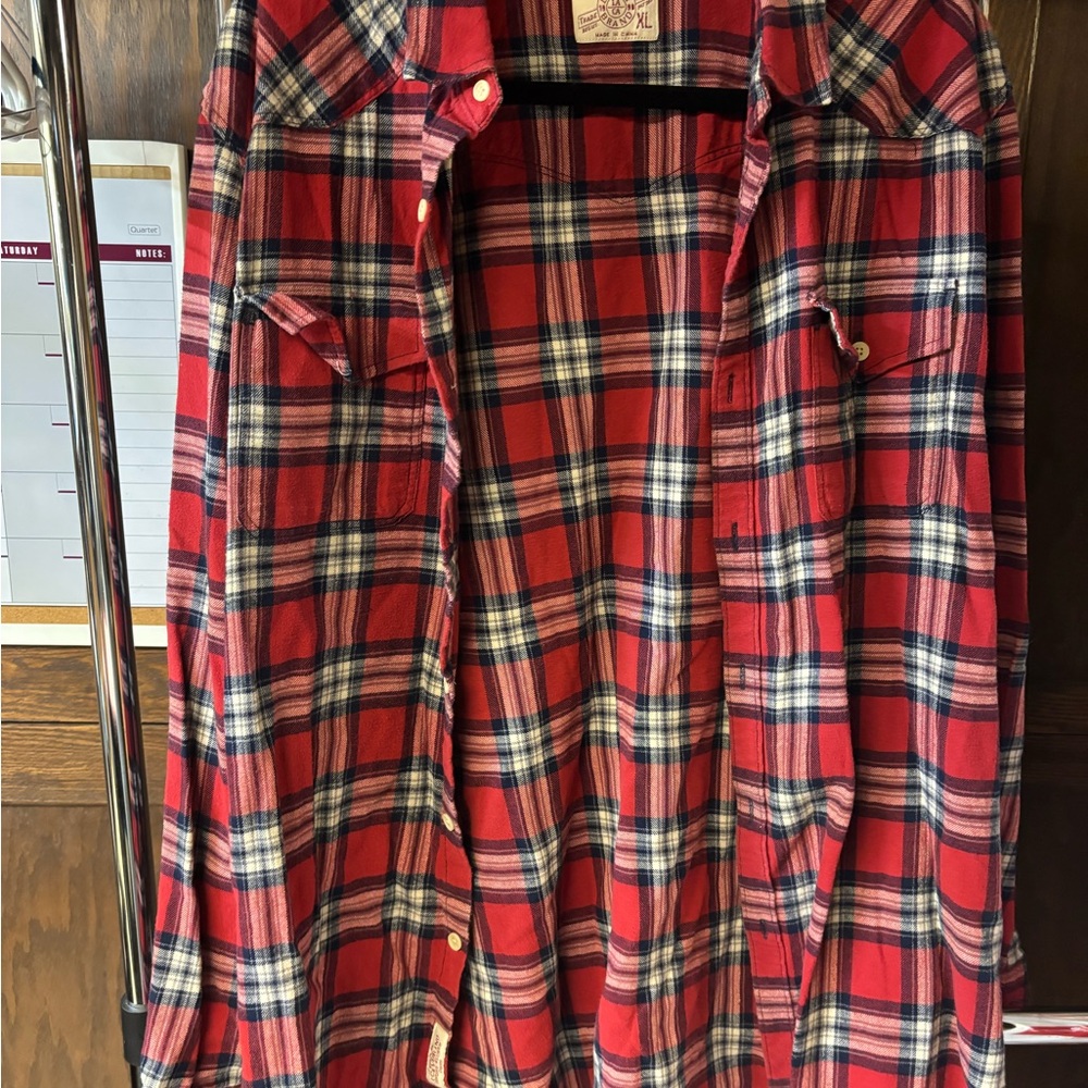 Lucky Brand Red and Blue Plaid Men's Shirt